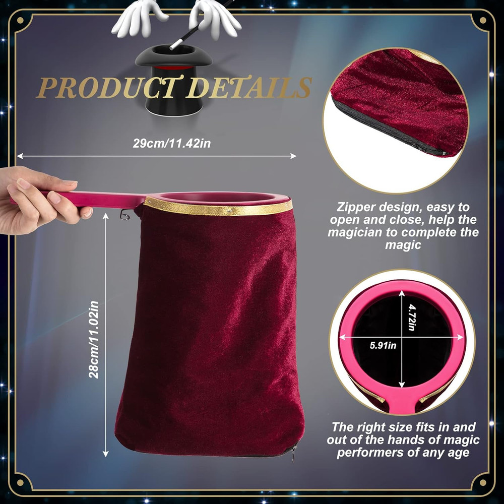 2 Pcs Magic Change Bag Trick Magic Props with Zipper Twisting Handle Make Things