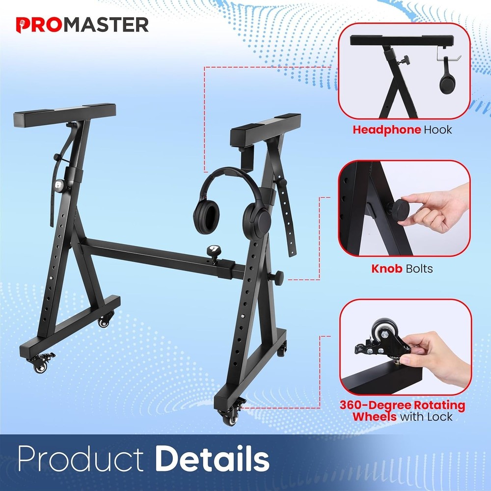 Pro Master Heavy Duty Z Design Keyboard Stand , Adjustable Width & Height (20-34