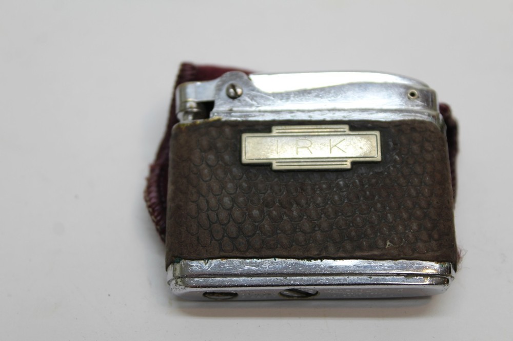 Vintage RONSON Adonis Lighter Brown Initials IRK