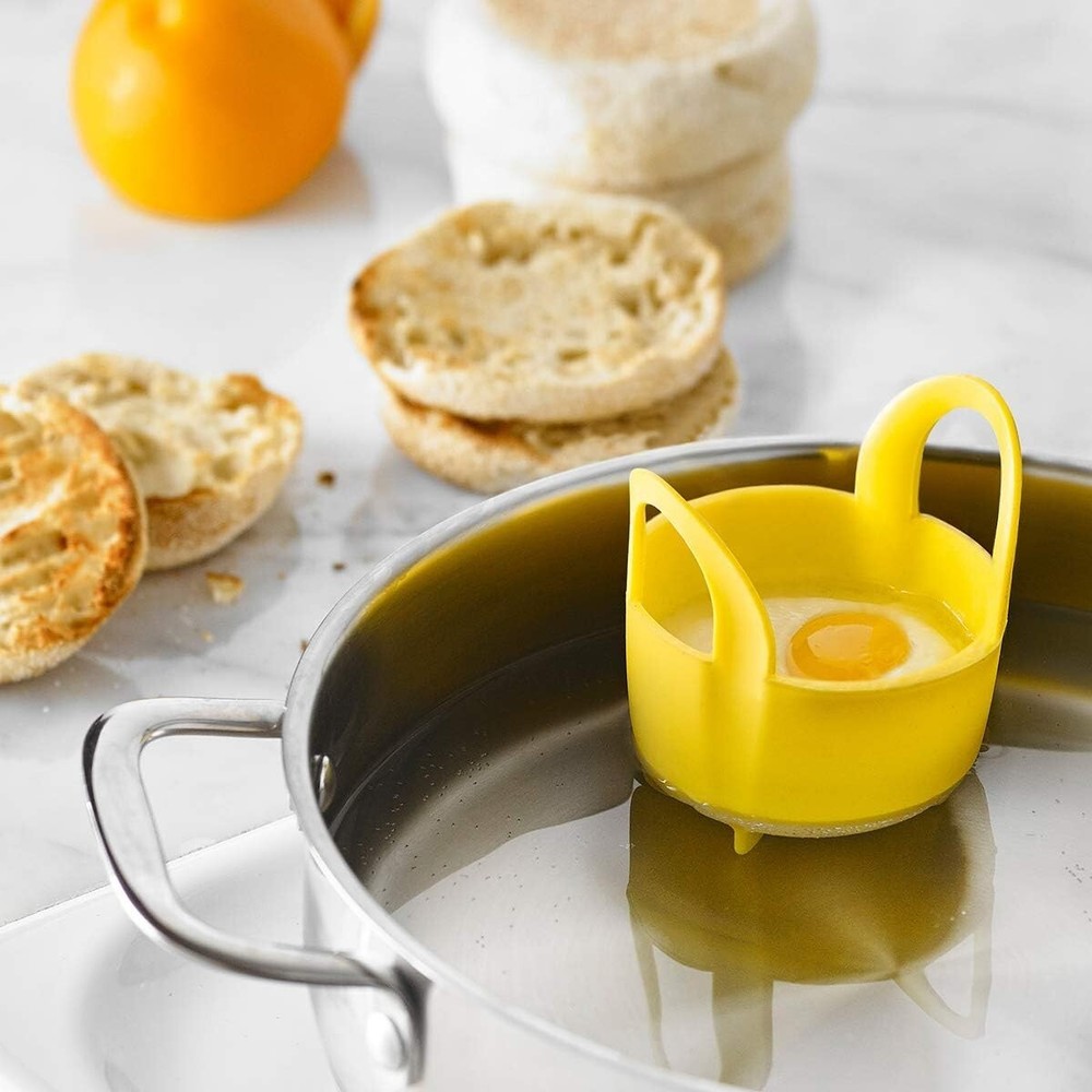 Trudeau Silicone Egg Poacher with Handle - Yellow