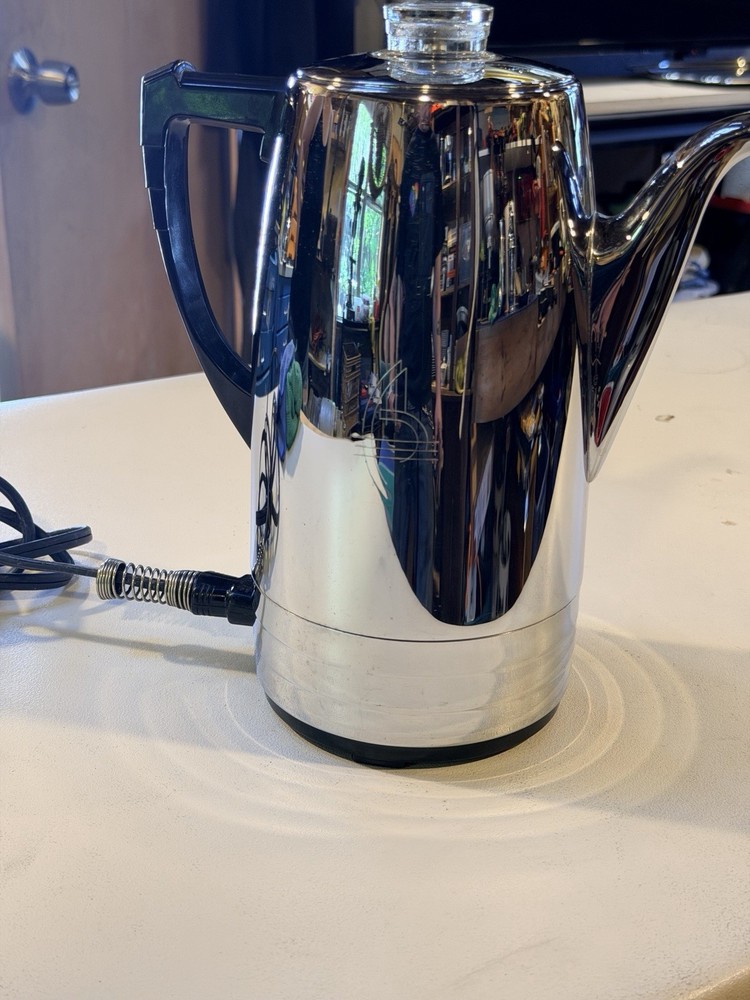 1950s Sunbeam Electric Percolator Coffee Maker Adjustable Strength Silver