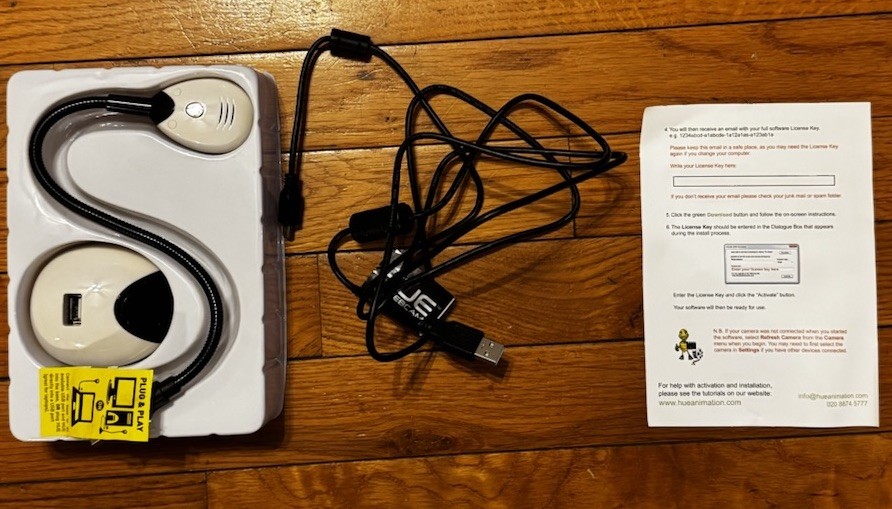 HUE HD USB Camera, Cable, Hue Code - White Stop Motion Hardware NO SOFTWARE DISC