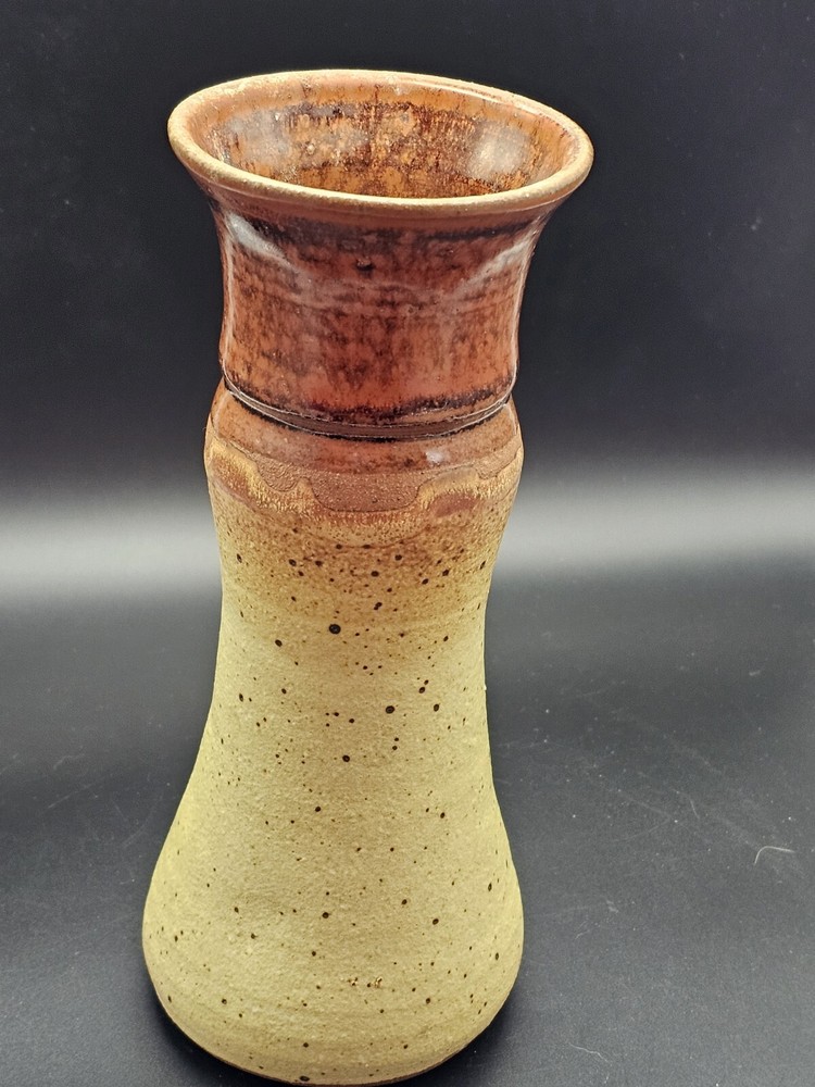 Hand Spun Studio Art Pottery Vase Signed 8.5"