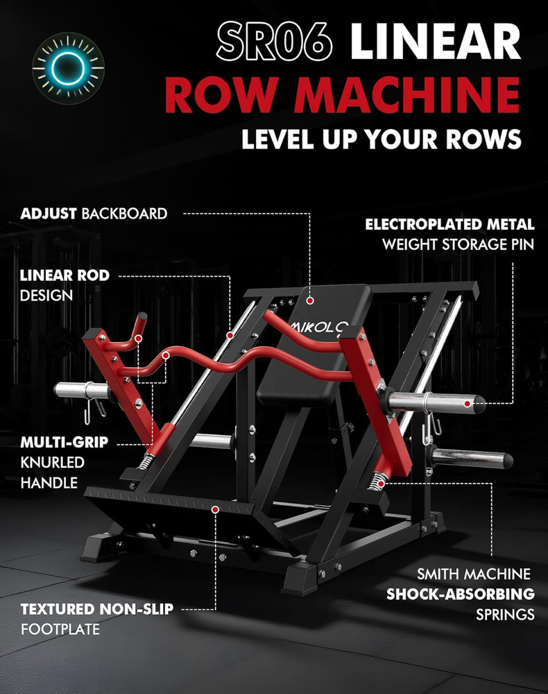 Linear Row Machine Back Workout Machine for Home Gym Plate-Loaded Back Machine