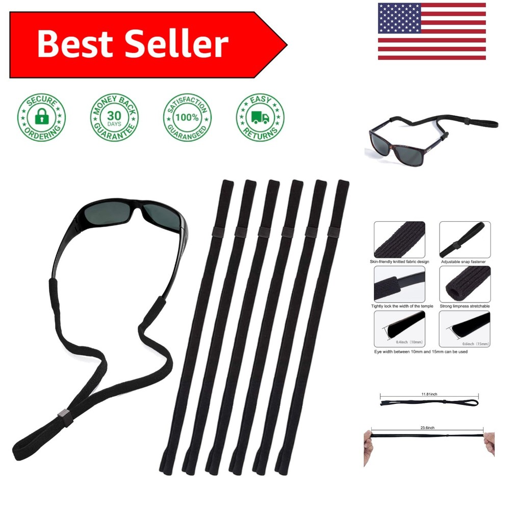 Lightweight 6-Pack Eyewear Straps - Adjustable for Sunglasses & Reading Glasses