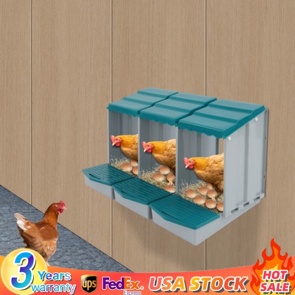 3 Compartments Hen Laying Box PP Chicken Egg Nexting Boxes for Chicken Coop
