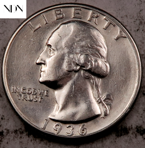 1936 Washington Quarter - Choice Almost Uncirculated AU - 90% Silver