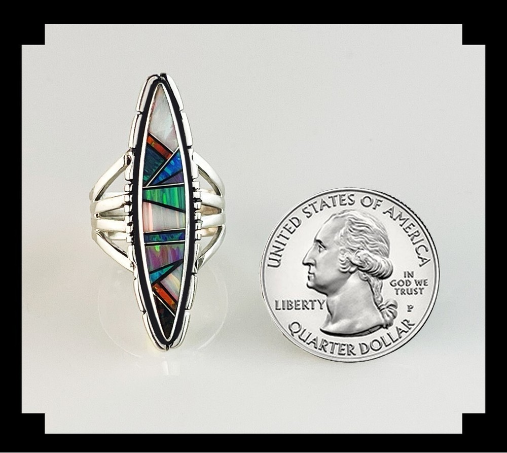 Sterling and Inlay Opalite Ring Size 7