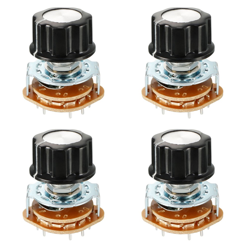 4pcs Band Selector Rotary Switch 2P6T 2 Pole 6 Throw 1 Deck