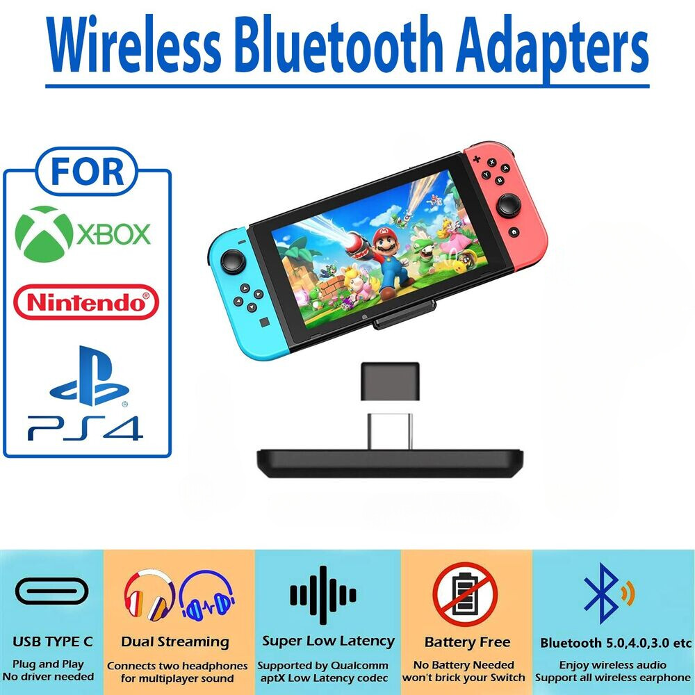 GuliKit Bluetooth Adapter 5.0 Audio Transmitter For PS4/PS5/Nintendo Switch/PC