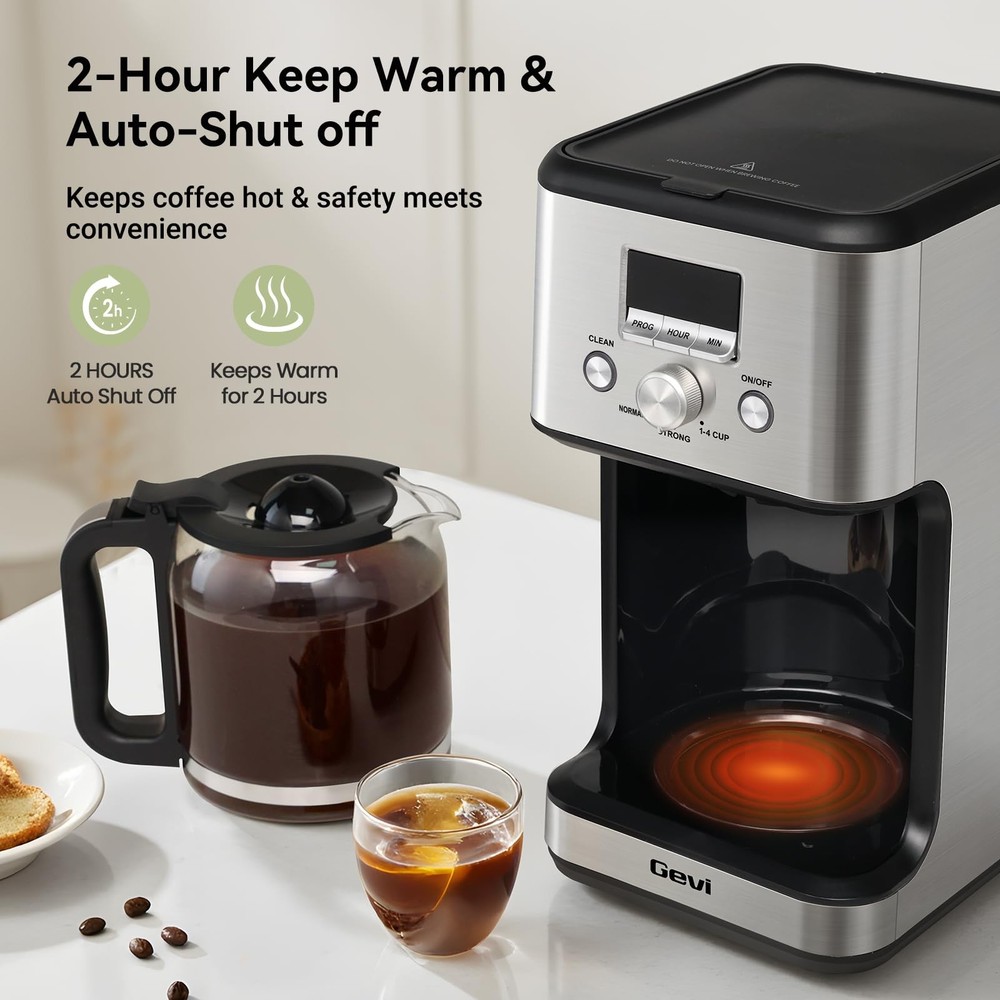 Gevi 14-Cup Programmable Coffee Maker, Drip Machine Stainless Steel