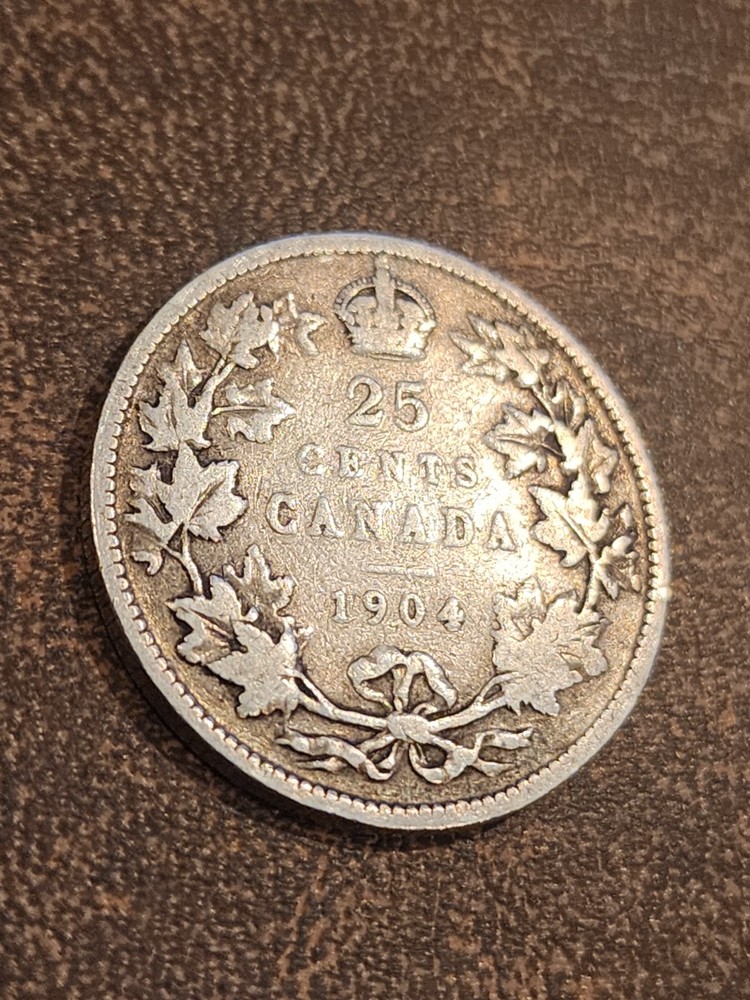 1904 Canadian 25 Cents Silver Coin