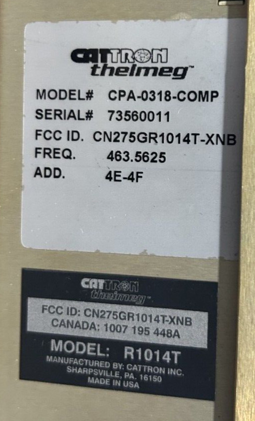 CATTRON THEIMEG CPA-0318-COMP RECEIVER DECODERS