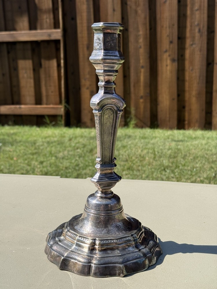 Antique Louis XIV Silvered Bronze Candlestick
