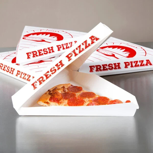 White Clay Coated Clamshell Pizza Slice Box - 400/Case