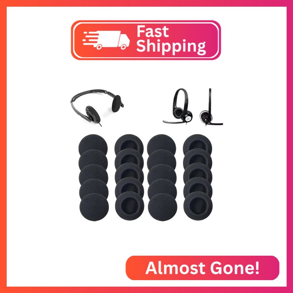 VBQFDPH 20 Pack Ear Cushion Foam Replacement Covers, 55MM, Black, Compatible wit