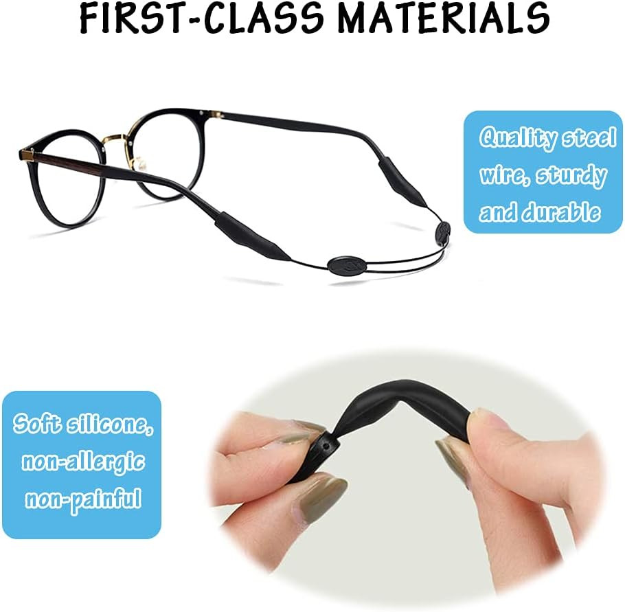 4 Pack Adjustable Glasses Strap, Durable and Waterproof Eyeglasses Retainer