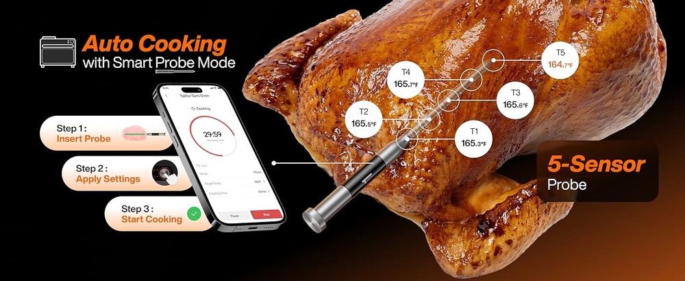 Typhur Sync Oven with Smart AI Wireless Meat Thermometer Probe