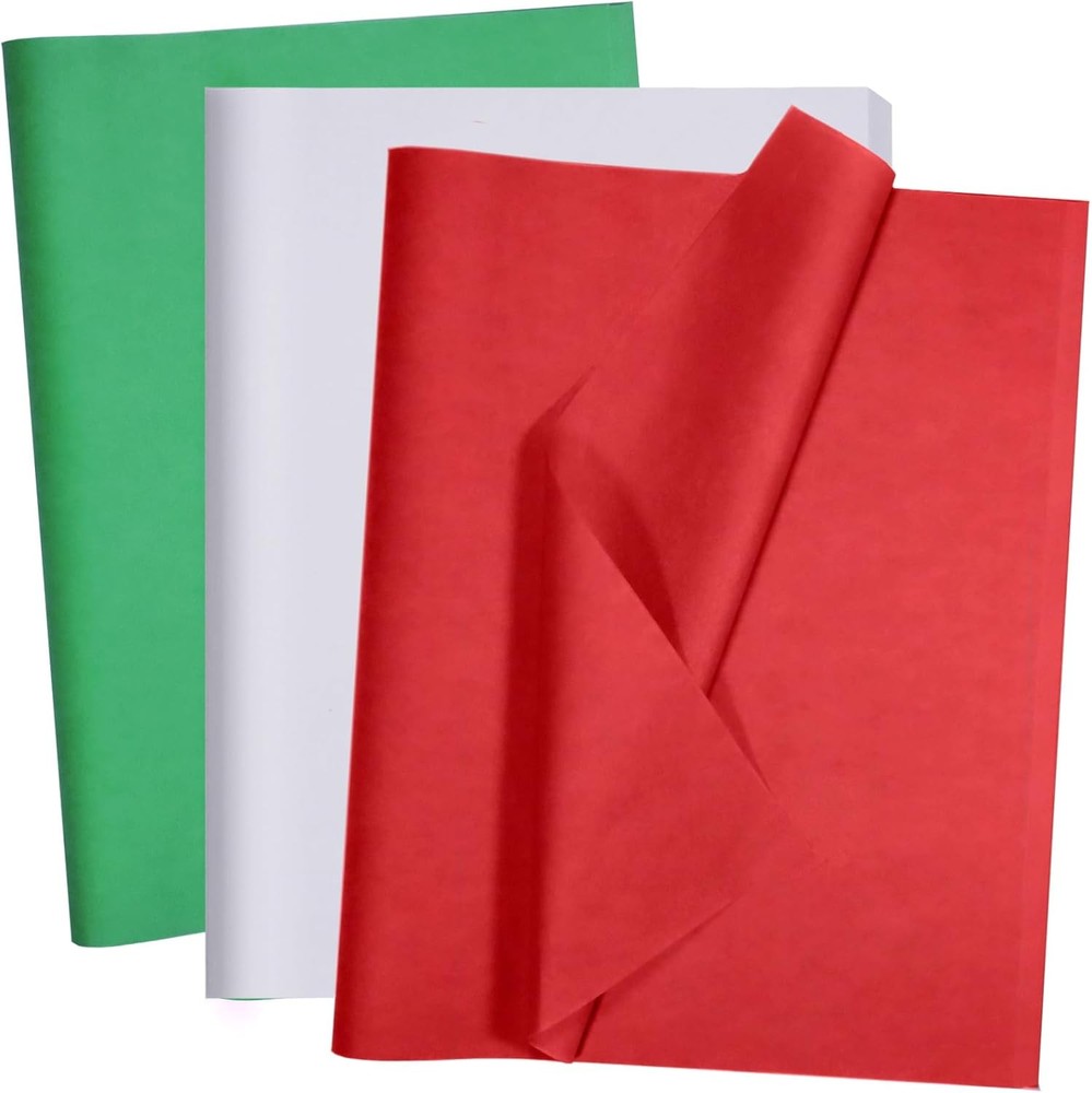 100 Sheets White Red Green Tissue Paper  Inches Multicolor Wrapping