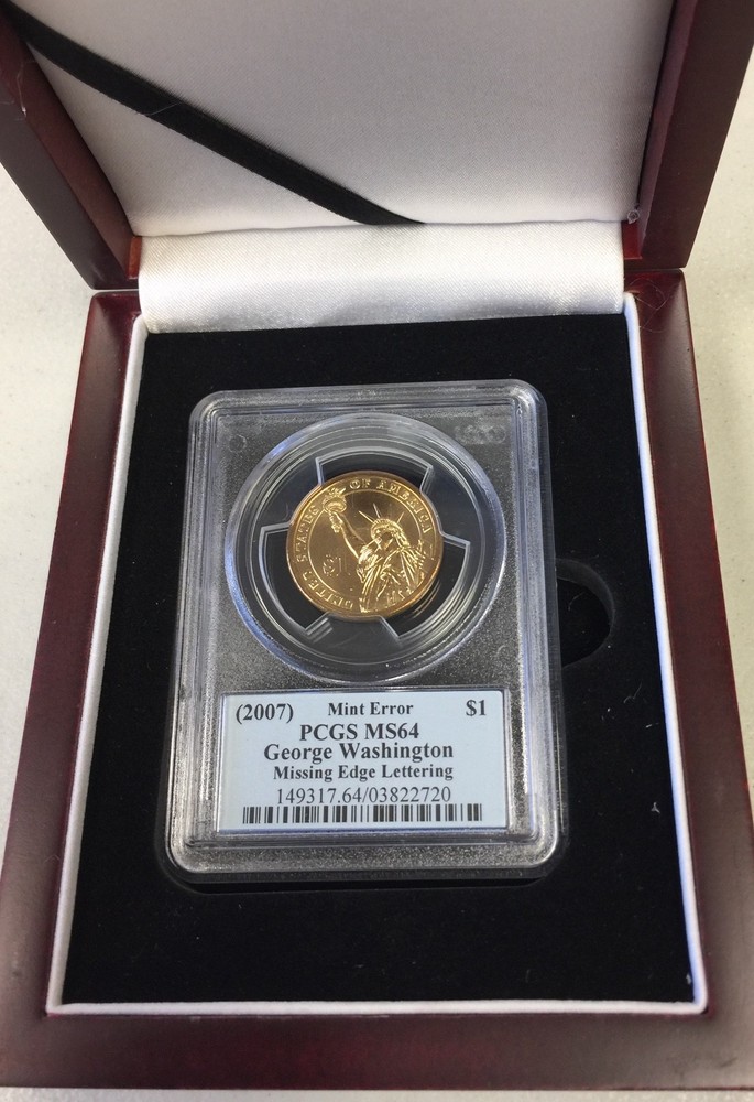 (2007) Washington Dollar Mint Error (#9685) PCGS MS64 in Deluxe Presentation Box