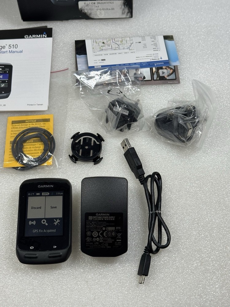 Garmin Edge 510 Cycling Computer GPS Bike Tracking with Charging Cable Bundle