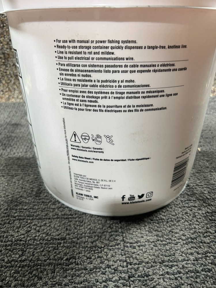 Klein Tools 56110 6500-Feet Bucket Poly Pull Line Orange Tracer Polypropylene