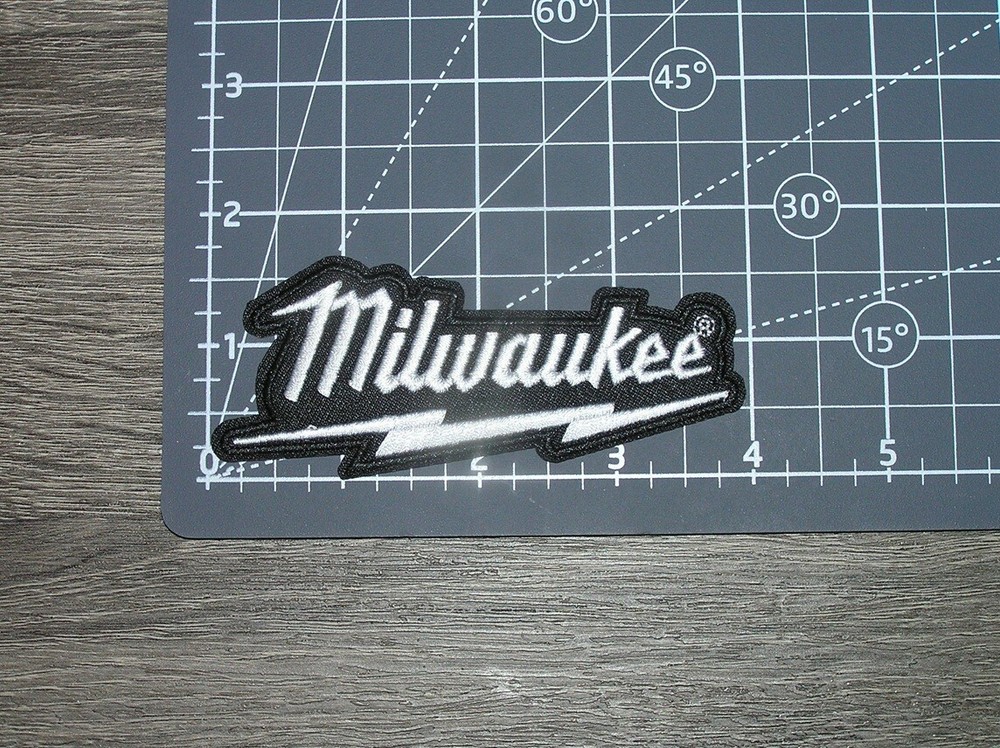 Milwaukee Tools Black Embroidered Iron On Patch 4" x 1.75"