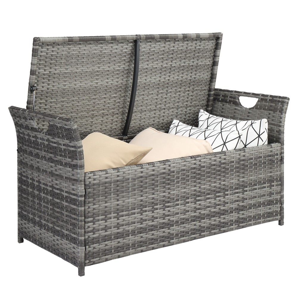 Iron Can Accommodate Gray Gradient Footstool Locker Rattan Locker Beige Mat