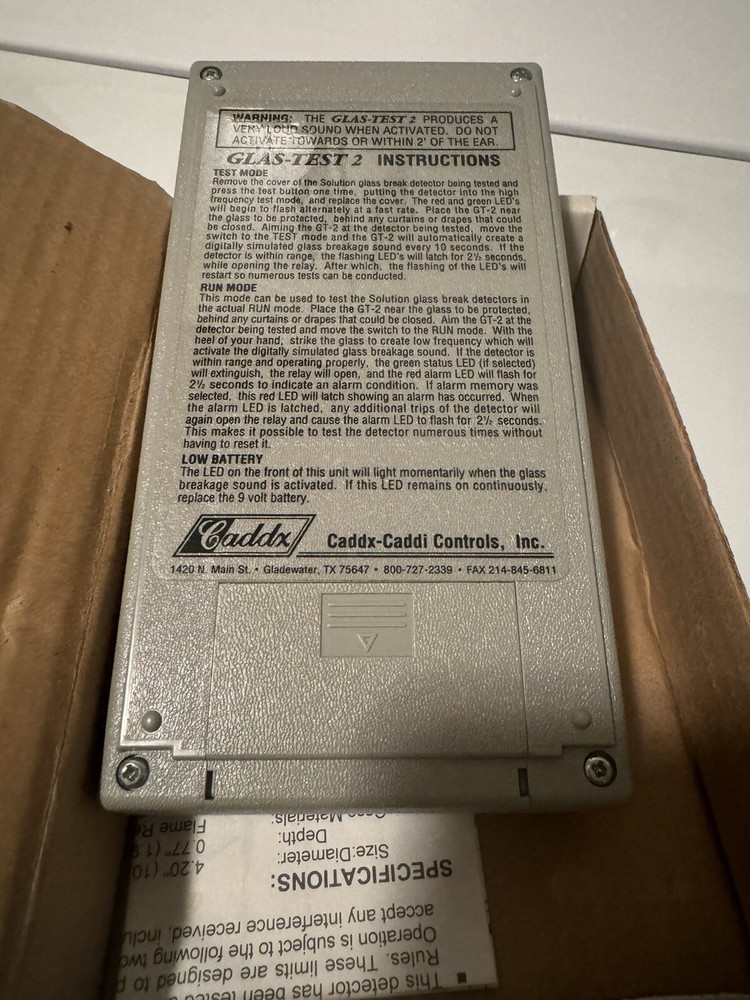 Caddx Interlogix GE Security GLAS-TEST2 GT-2 Glass Break Tester