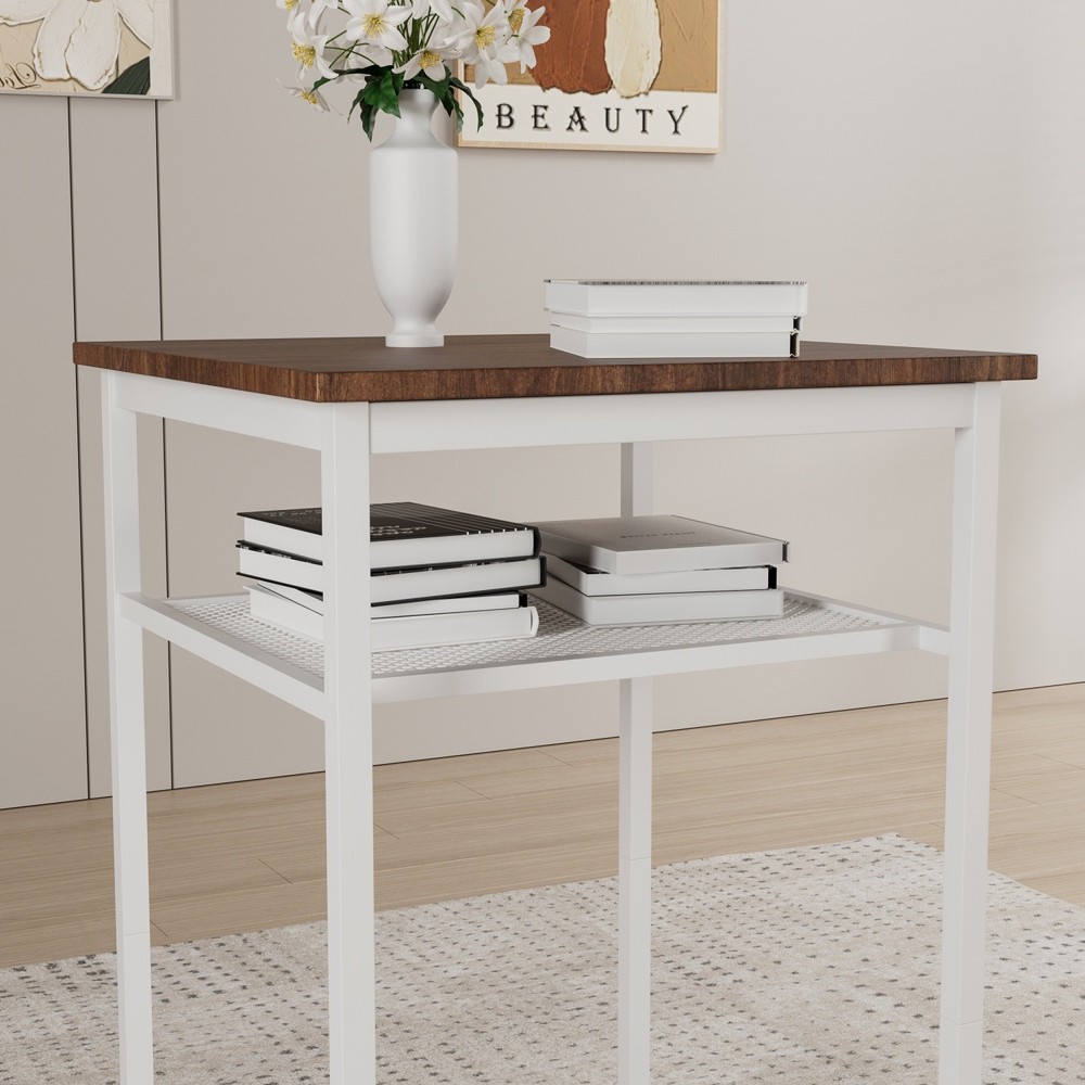 3 Piece Bar Table Set Counter Height Dining Kitchen Pub Table with 2 Stools