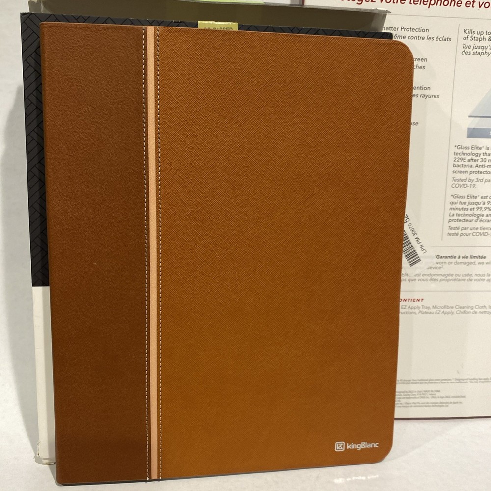 Apple iPad Pro 12.9”Kingblanc Leather Case & Invis. shield protector 6th-3rd Gen
