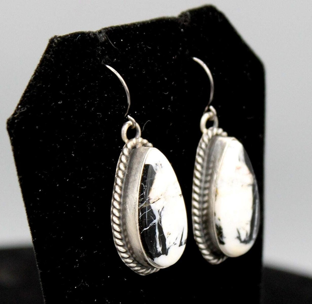 White Buffalo and Sterling Silver Earrings