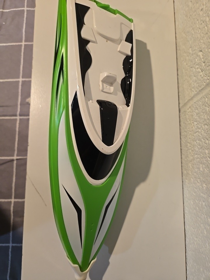 R/c Speedboat Green White 15" Untested Fair Condition