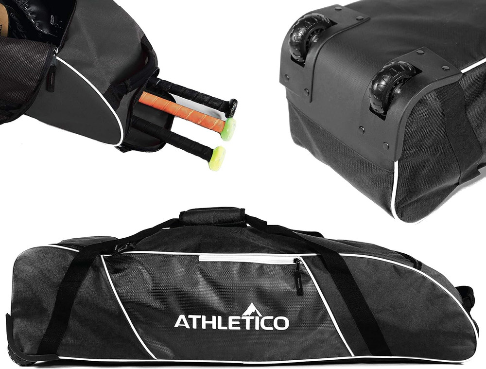 Athletico Rolling Baseball Bag Black