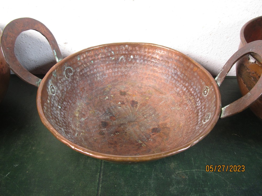3 Vintage Copper Pots
