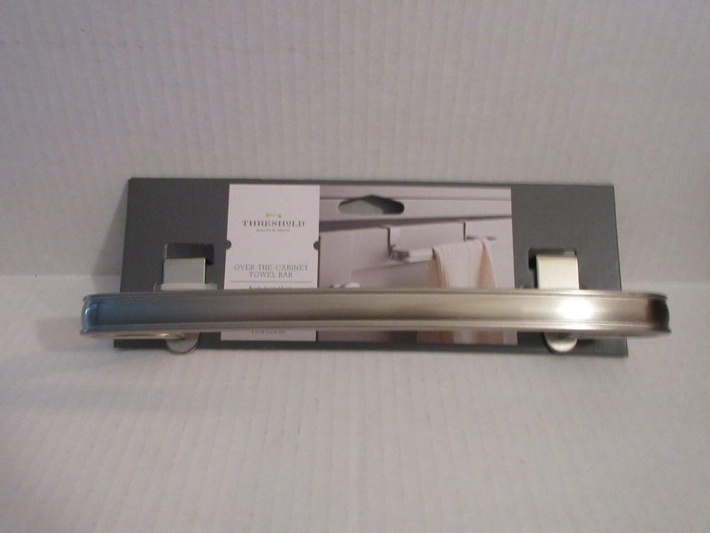Threshold Over The Cabinet Towel Bar Hold Hang Bathroom Kitchen Brushed Nickel