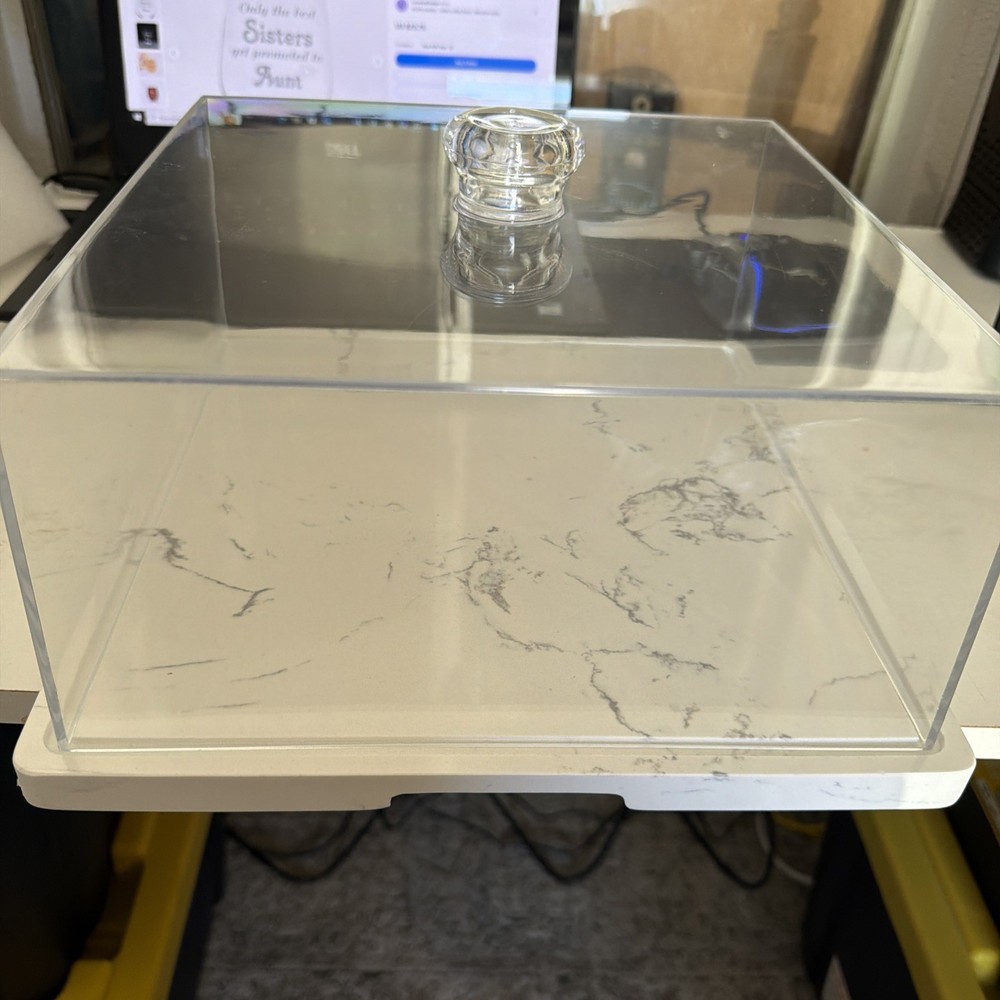 Marble Cake Stand with Square acrylic Dome Holder New