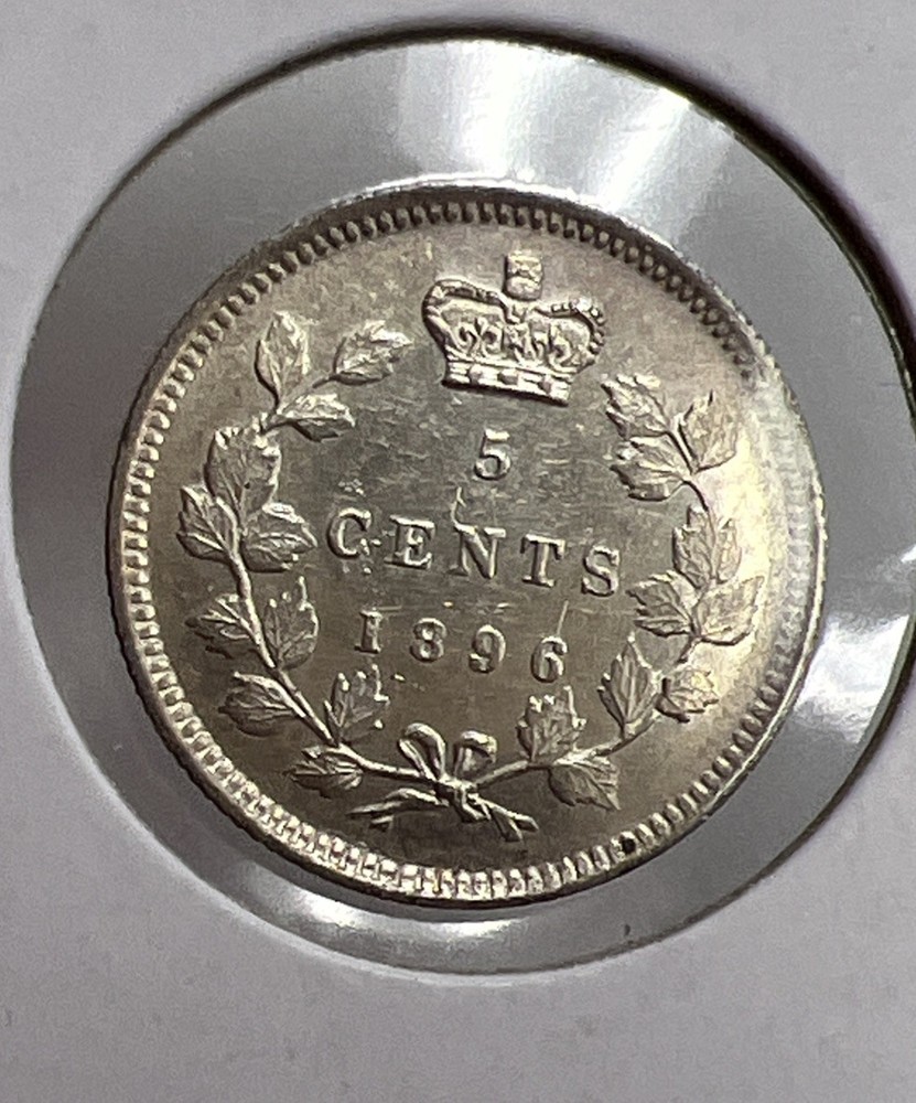 1896 Canada 5 Cents Silver Foreign Coin