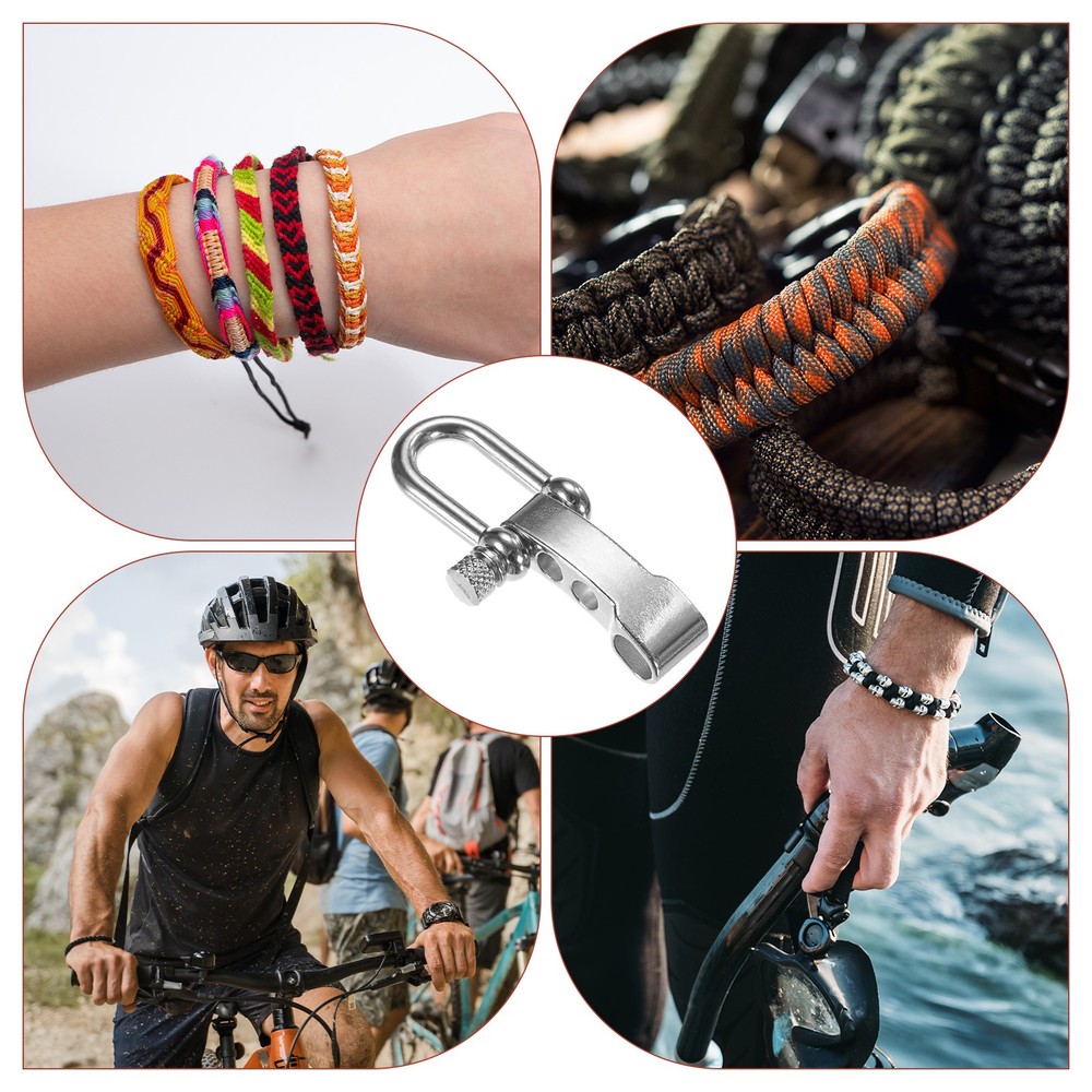 4-Pack Paracord Bracelet Shackle Buckle U Type [Silver, Round Head]