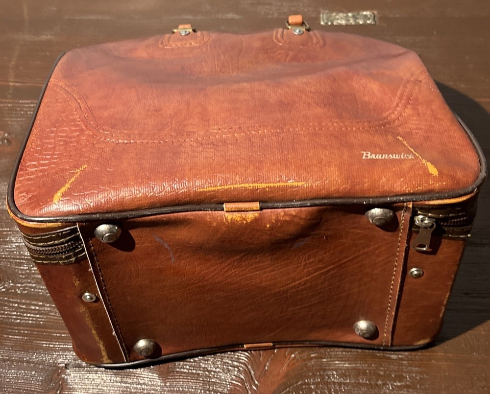 Vintage Brunswick Bowling Bag Retro Single Ball Rack Brown Snake Pattern Storage