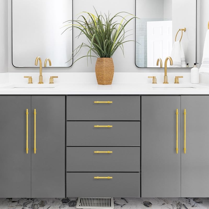 20 Pack Gold Cabinet Handles - 10" Hole Center Cabinet Pulls Drawer Pulls Cab...