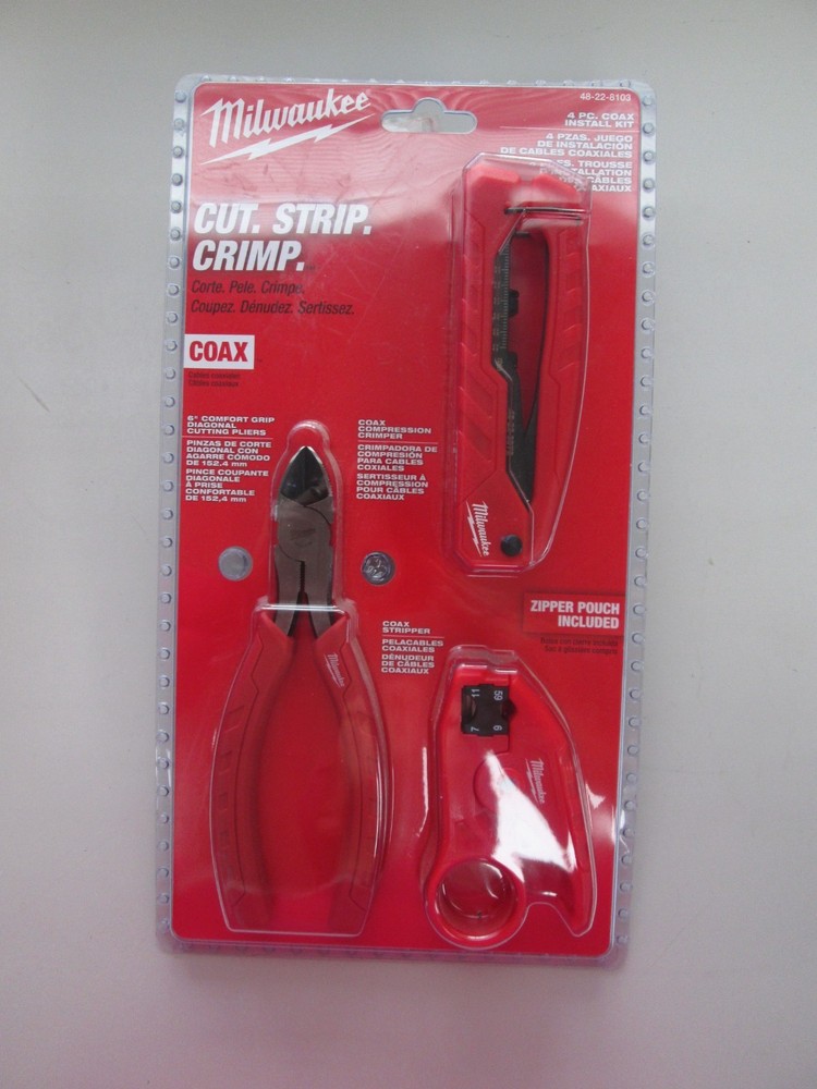 Milwaukee Coax Cable Installation Tool Set with Zipper Pouch 48-22-8103
