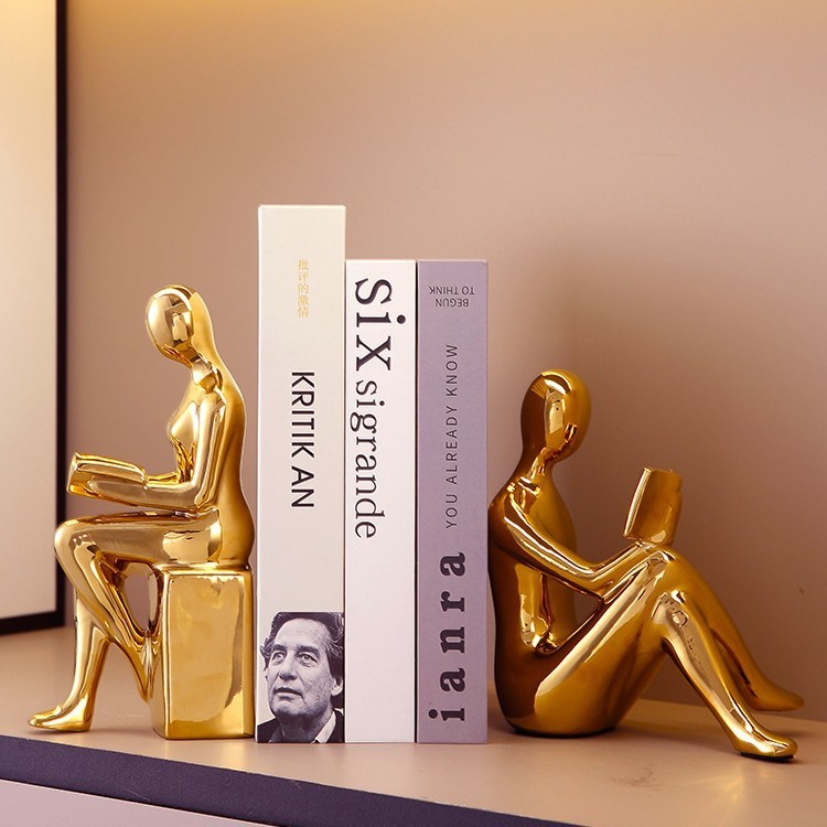 High-End Modern Figure Bookends - Light Luxury Decor for Home & Office
