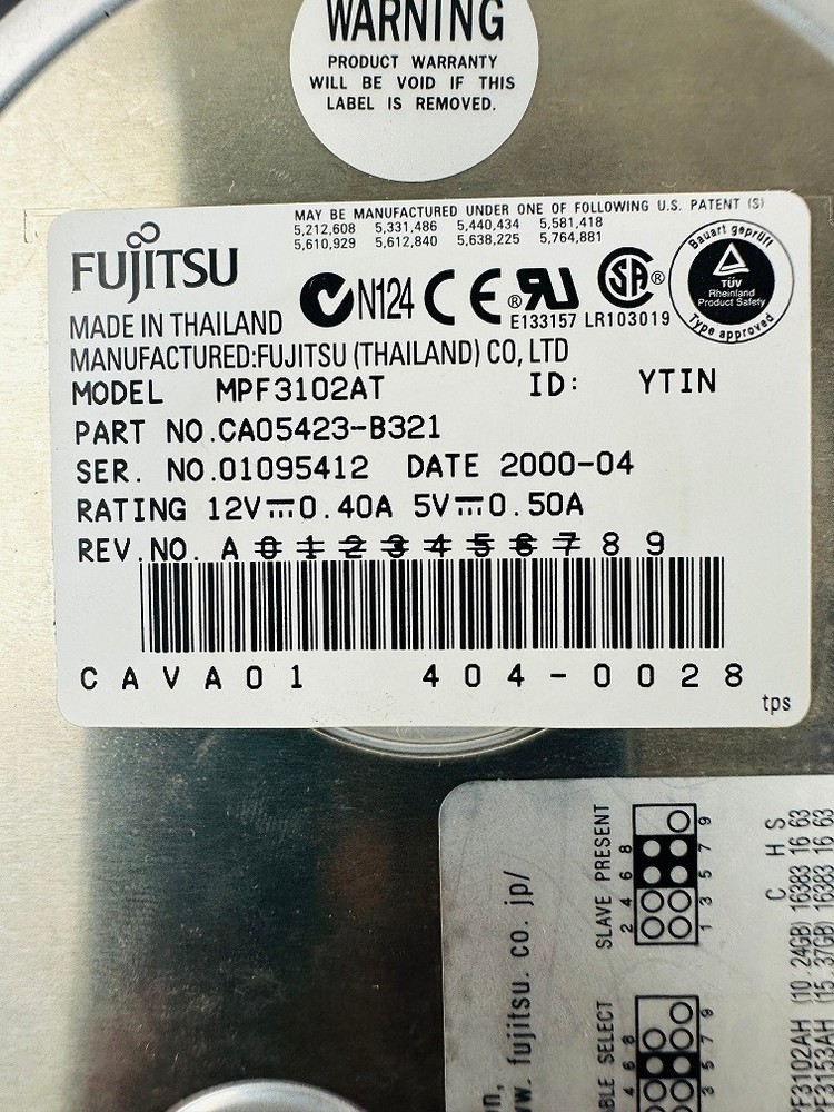 Fujitsu MPF3102AT CA05423-B321 Internal Hard Disk Drive
