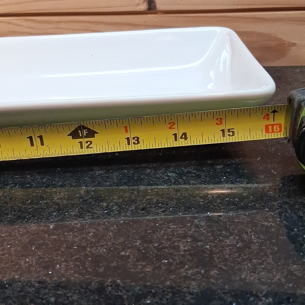 Pampered Chef Ceramic White Rectangular Platter 15x6" Microwave Dishwasher Safe