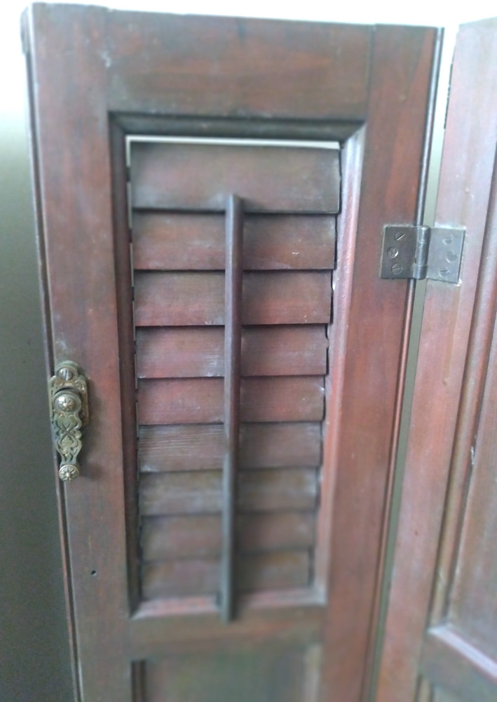 Antique Bi-Fold Solid Wood Victorian Louver Window Shutters Rustic Decor