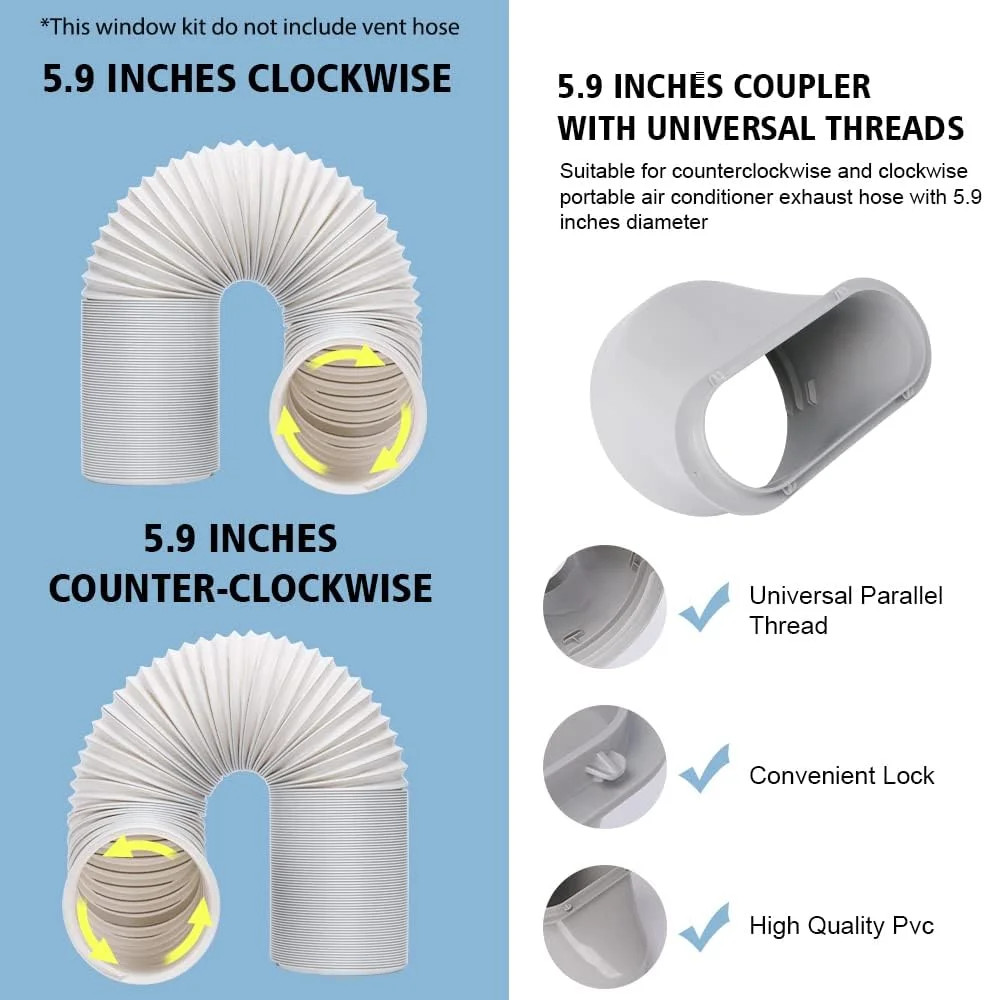 Portable Air conditioner Window Kit, Adjustable Vertical/Horizontal Sliding Wind