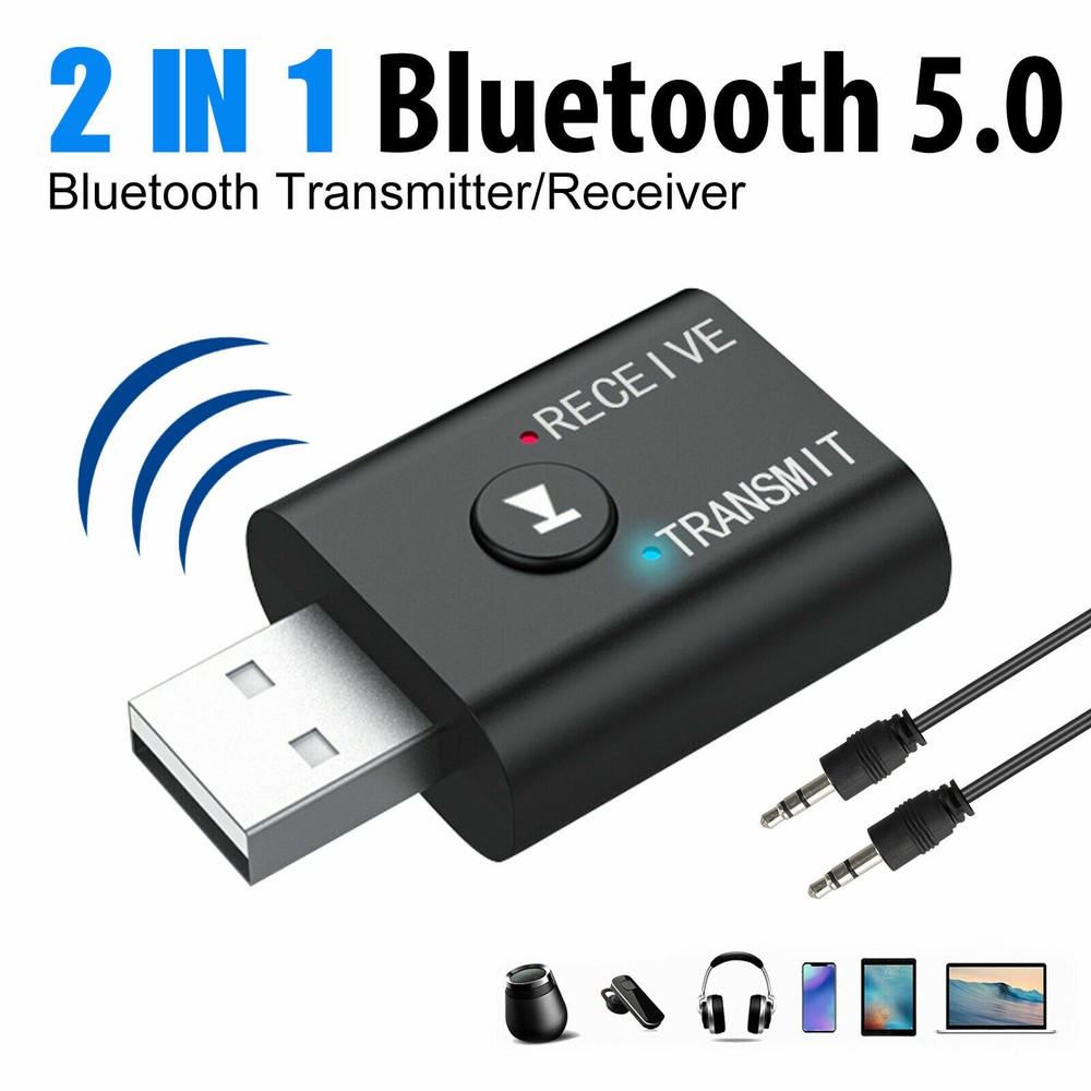 2in1 Bluetooth Transmitter Receiver USB Wireless Stereo Audio Adapter Dongle PC