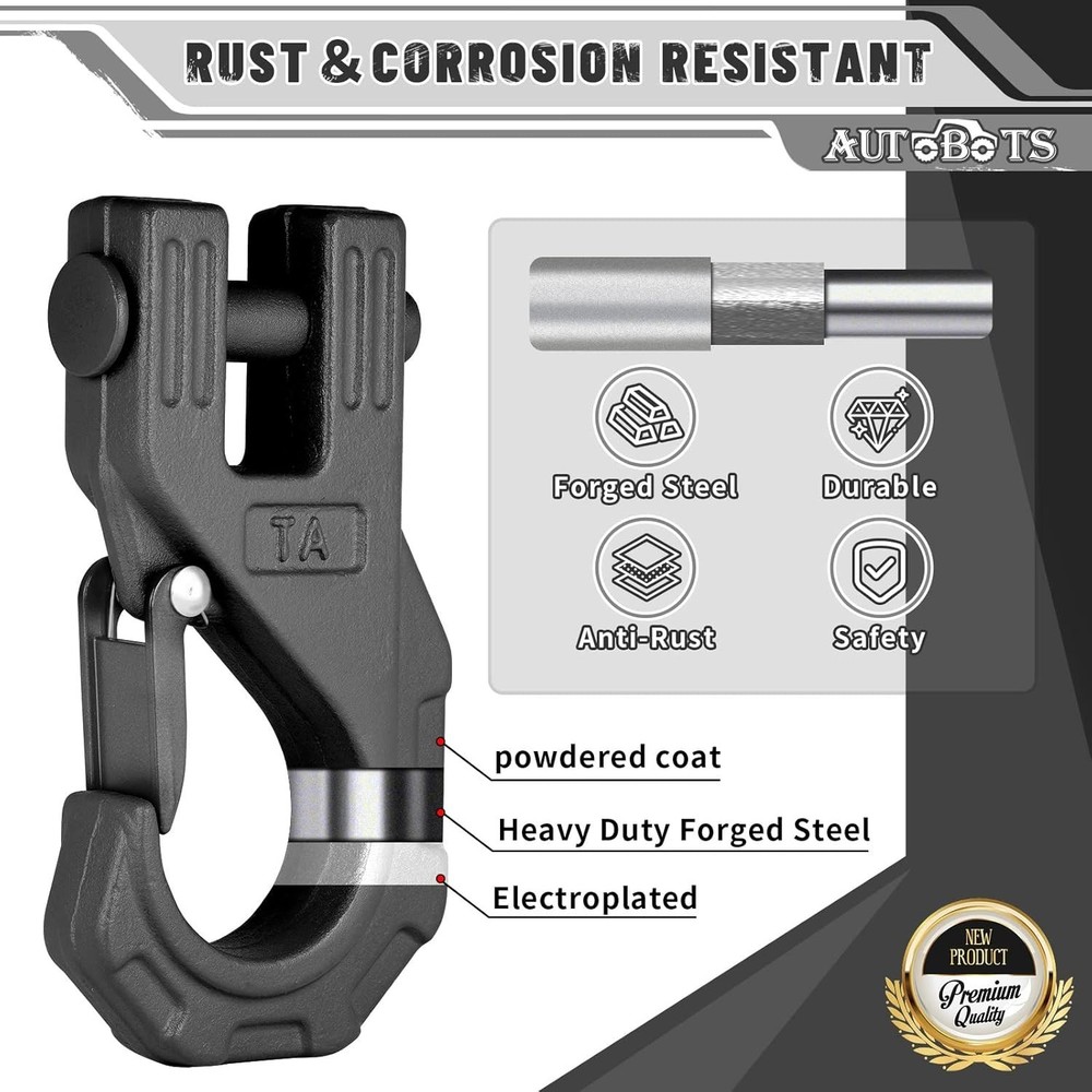 Ultimate Heavy Duty Winch Hook - 3/8", 20 Ton Capacity, Rust-Resistant Black