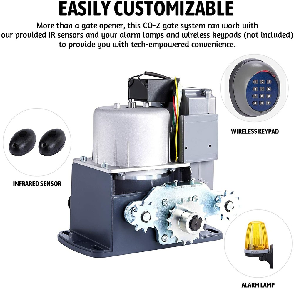 CO-Z Auto Sliding Gate Opener Driveway Remote Control Security System 1400lbs